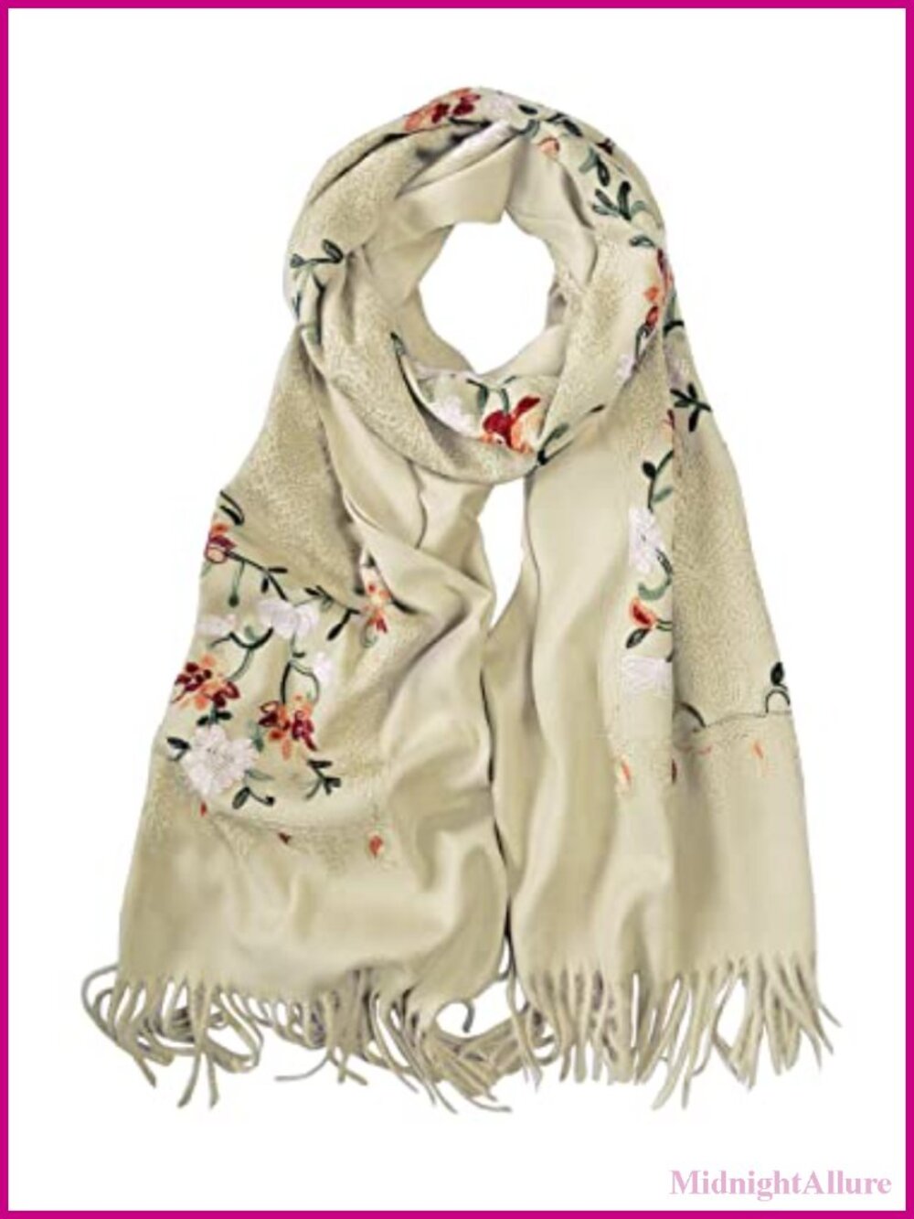 Embroidered Tassel Long Shawl Oversize Wrap Pashmina Lightweight